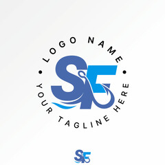Logo design graphic concept creative premium vector stock image top sell letter SF font connected with fishing hook to fisherman equipment ocean hobby