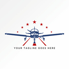 Logo design graphic concept creative premium vector stock image top sell aviation plane flying pilot sky vacation tourism transport army historic jet