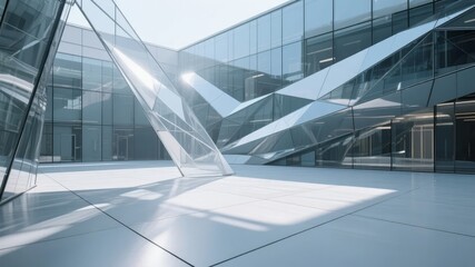 Fototapeta premium Modern Glass Architecture with Geometric Reflections