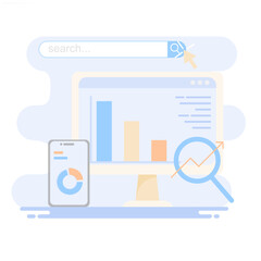 Website SEO optimization. Creative, innovative business concepts, growing businesses. Flat style illustrations.