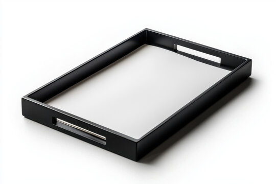 Minimalist black frame paper tray modern design home decor studio environment top-down view functional aesthetics for stylish organization - Powered by Adobe
