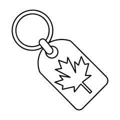 Playful Cat Illustration with Canada Keychain Featuring Maple Leaf Tag Design