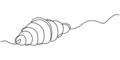 Croissant bread for desset outline drawing illustration. Continuous one line art Croissant icon badge bakery, French food concept single line. Continuous one single minimal line drawing. 