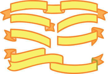  Sets of red ribbons in a flat vector style on a white background.