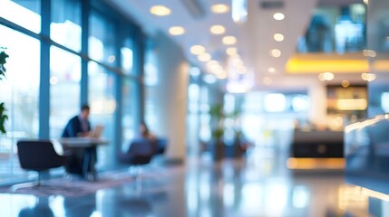 Modern business lobby with people working