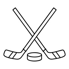 Crossed Hockey Sticks and Puck Flat Design Vector Illustration