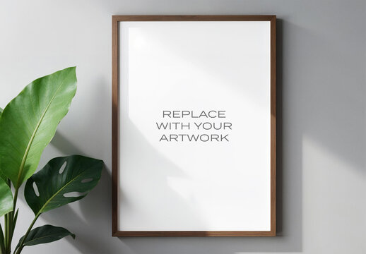 Frame Interior Canvas Wall Art Poster Room Mockup Template Blank Paper Texture