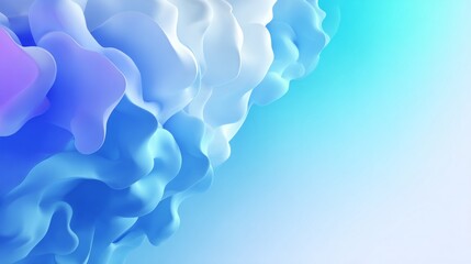 Abstract blue and purple flowing shapes with soft light background  