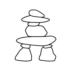 Inukshuk Rock Stack Vector Illustration Gray Stone Formation Balanced Rocks Canadian Landmark
