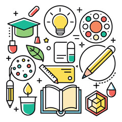 vector set of school icons