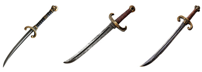 Medieval Fantasy Sword Set isolated on White Background
