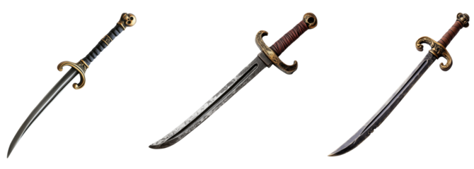 Medieval Fantasy Sword Set isolated on White Background
