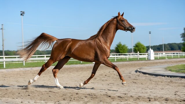 American Saddlebred Horse Performing High-Stepping Gait in Outdoor Arena