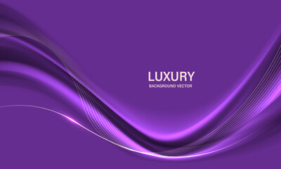 Abstract gold ribbon wave curve on purple luxury background vector