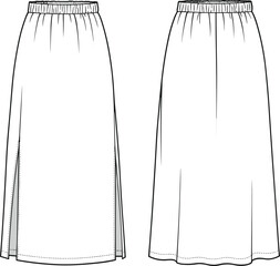 Skirt design, fashion CAD, technical drawing, apparel sketch, vector illustration, flat sketch, garment design, fashion sketch, sewing pattern,
