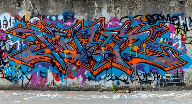 Dynamic Wildstyle Graffiti on an Urban Concrete Wall