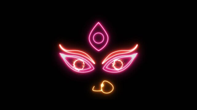Maa Durga glow lighting effects Celebration Background. Navratri, Indian Hindu Religion Festival, with Goddess Durga, Navratri Motion Graphics & Animation Background