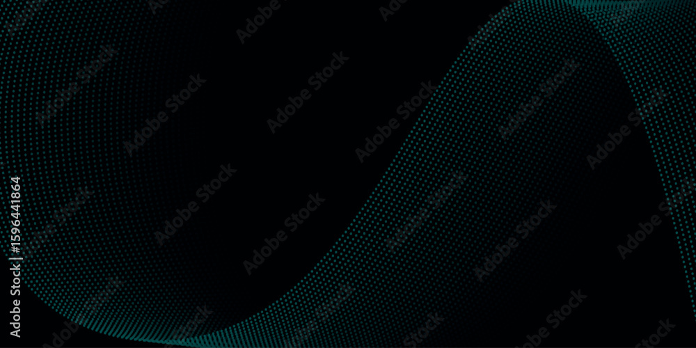 Poster abstract black background with simple and elegant dotted and wavy curved lines. futuristic vector de