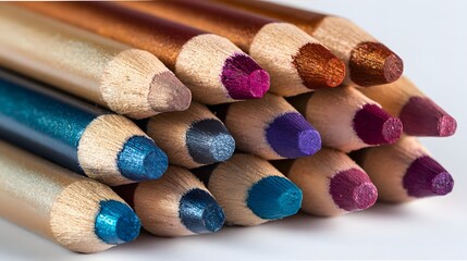 Sparkling Spectrum A Captivating Close Up of Shimmering Colored Pencils Showcasing Texture Color and Artistic Potential Ready to Create
