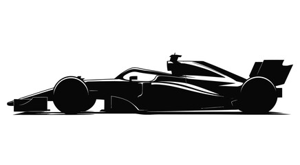 Sleek black silhouette of a modern formula 1 race car
