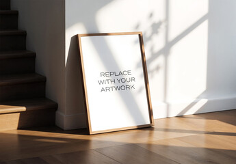 Frame Interior Canvas Wall Art Poster Room Mockup Template Blank Paper Texture
