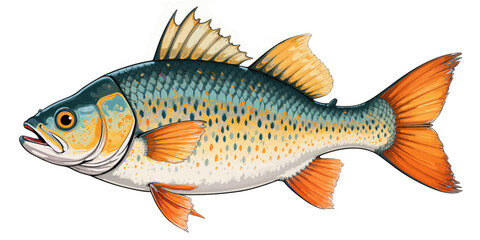 Fototapeta premium Illustrated Carp Fish in Natural Habitat