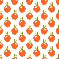 seamless pattern with pixel art of orange
