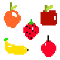 pixel art vector illustration of fruit