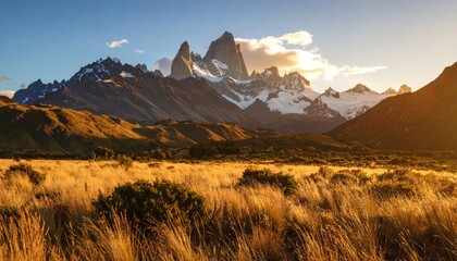 Patagonia Mountains at Golden Hour glow