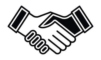 Obraz premium Handshake icon in black and white representing agreement partnership and business deal