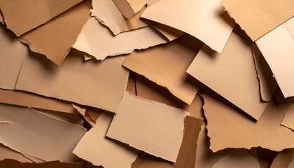 A textured arrangement of various torn pieces of brown paper and cardboard.