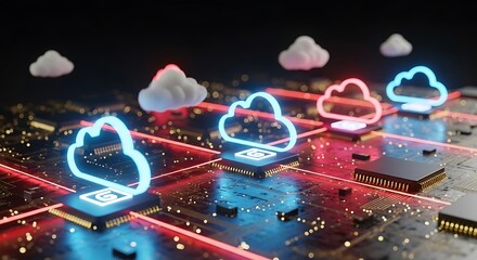 A glowing orange fingerprint scan on a futuristic computer chip, symbolizing digital security and biometric identification on a dark circuit board background