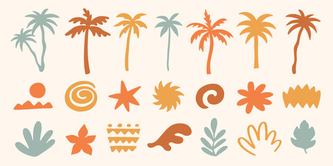 Tropical palm tree, cacti vector illustration set © Artrise Stocker