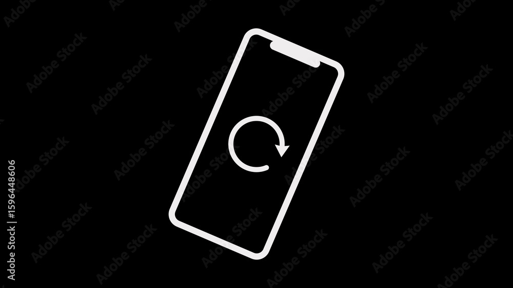 Poster smartphone refreshing icon displayed on a black background demonstrating technology functionality