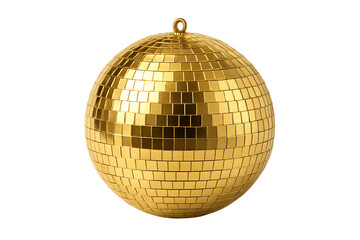 Golden disco ball isolated on transparent background