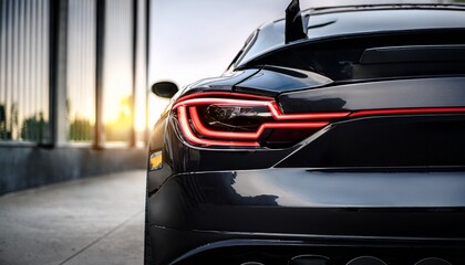 closeup of a black sports car s rear