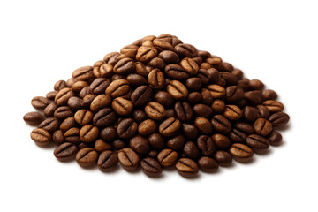 Fototapeta premium Pile of roasted coffee beans forming a small mountain on transparent background