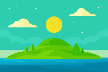 Obraz premium bright sky above tranquil green island bay