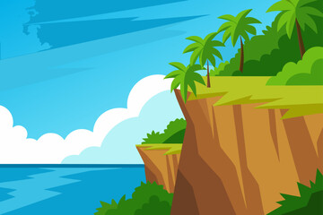 Obraz premium lush tropic wall of cliffs and sunny sea
