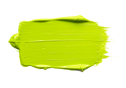 lime green acrylic paint brush stroke isolated on white background

