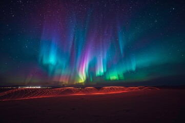 Stunning Celestial Display with Abstract Ground Illumination