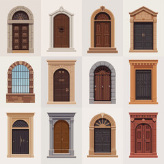 Collection of diverse architectural doorways and windows