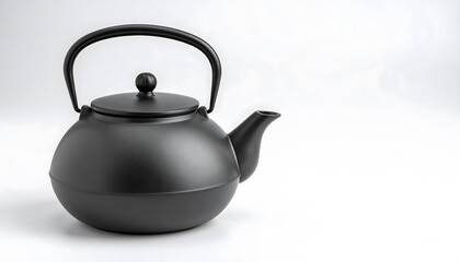 Minimal Black Teapot on White Surface