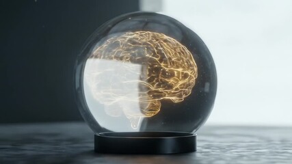 Luminous brain in glass orb - Powered by Adobe