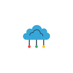 Cloud computing network technology icon representing digital data storage and interconnected IoT devices concept