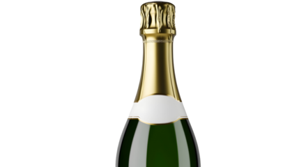 Elegant champagne bottle with gold foil and blank label