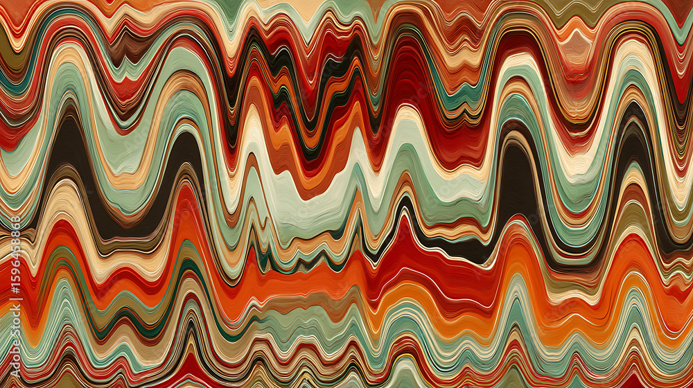 Poster abstract earth-toned wavy lines create a flowing, organic pattern with swirling textures and a moder