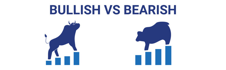 Bullish vs Bearish icon set with bull market and bear market concept illustration