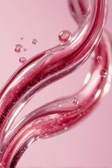 Pink liquid and sparkling bubbles in a clear glass pipe