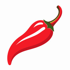 Vibrant Red Chili Pepper with Glossy Texture and Curved Shape